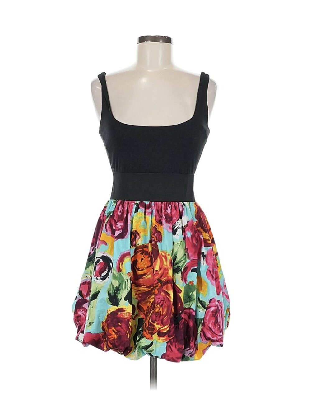 A-List by Wrapper Colorful Floral Print Bubble Skirt Mini Dress